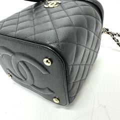 CHANEL AS2362 Coco Mark CC Matelasse Quilted Chain Bag Shoulder Handbag Vanity Caviar Skin Women's Black G-231125-90 — New - Store Return