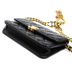 CHANEL Matelasse Flap Phone Holder Shoulder Bag, Black, AP3106, Women's — Like New