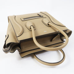 CELINE 18979 Luggage Micro Shopper Dune (Beige) Drummed Calfskin Handbag, Made in Italy, Women's — Like New