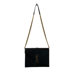 Yves Saint Laurent SAINT LAURENT PARIS BO MONOGRAMME Cassandra V-Stitch Chain Shoulder Bag in Black for Women — Like New