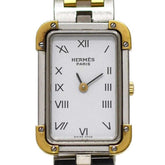 Hermes watch, Croisière, white, silver, gold, CR1.240 battery-operated, stainless steel, quartz movement — Good