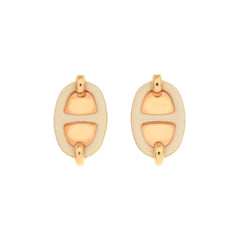 Hermes Mini Maillon Earrings H100052FOD3 Metal Cream White 1486HERMES — Like New