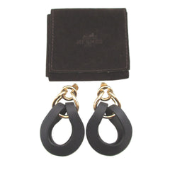 Like New Hermes Villevolte GM Leather Blue Indigo Earrings 0212HERMES — Like New