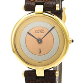 CARTIER Must Vendome Gold Plated Leather Quartz Unisex Watch — Good