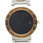 BVLGARI Men's Watch BB33SGD Quartz Black Dial Stainless Steel Yellow Gold Two-Tone — Good