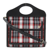 Burberry Mini Pocket Bag, 2-Way Shoulder Check Pattern, 8035841, Calfskin and Nylon, Black/Red, Women's — Like New