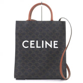 CELINE 191542BZK 04LU Vertical Cabas Triomphe Canvas Leather Logo Print 2-Way Tote Bag Dark Brown with Dust Men's — Like New
