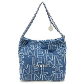 CHANEL AS3260 24A CHANEL22 Patchwork Shoulder Bag Denim Women's Blue — New - Store Return