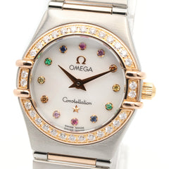 Omega Constellation Mini Iris Diamond Bezel Watch, 18K Pink Gold (PG) Stainless Steel, Diamond, Ladies', White/White Mother-of-Pearl Case, 1360.79 — Very Good