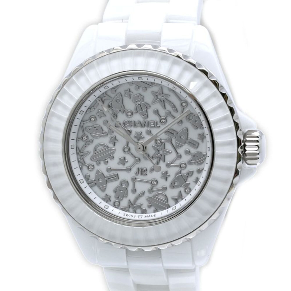 CHANEL J12 Cosmic Diamond H7990 Women's Watch, White Ceramic x Stainless Steel 40440 — New - Store Return
