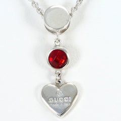 Gucci silver necklace with red topaz, total weight 6.4g, 41cm length, like new, free gift wrapping — Like New