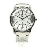 BVLGARI ST35S Solotempo Quartz Date Watch, Stainless Steel, Men's, Silver — Good