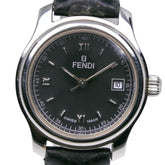 Fendi Olologi Women's Watch, 210L Stainless Steel x Leather Strap, Quartz Analog, Black Dial, Women's — Good