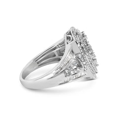 Sterling Silver 1 Cttw Diamond Pear-Shaped Triple Halo Cluster Ring