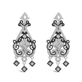 Black Rhodium and .925 Sterling Silver 3/4 Cttw Diamond Chandelier Earrings