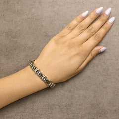 Men's 14K Yellow Gold Plated .925 Sterling Silver 2.0 Cttw Black Diamond Statement Link Bracelet