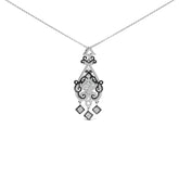 Black Rhodium Plated Sterling Silver 3/4 Cttw Diamond Ornate Drop Pendant Necklace