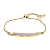 14K Yellow Gold Plated .925 Sterling Silver Diamond Accent Double Bar Bolo Bracelet