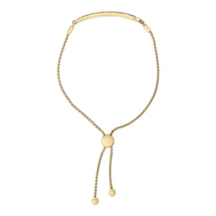 14K Yellow Gold Plated .925 Sterling Silver Diamond Accent Double Bar Bolo Bracelet