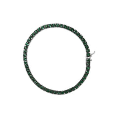Men's .925 Sterling Silver Created Green Emerald Tennis Bracelet - 8.5" Inches