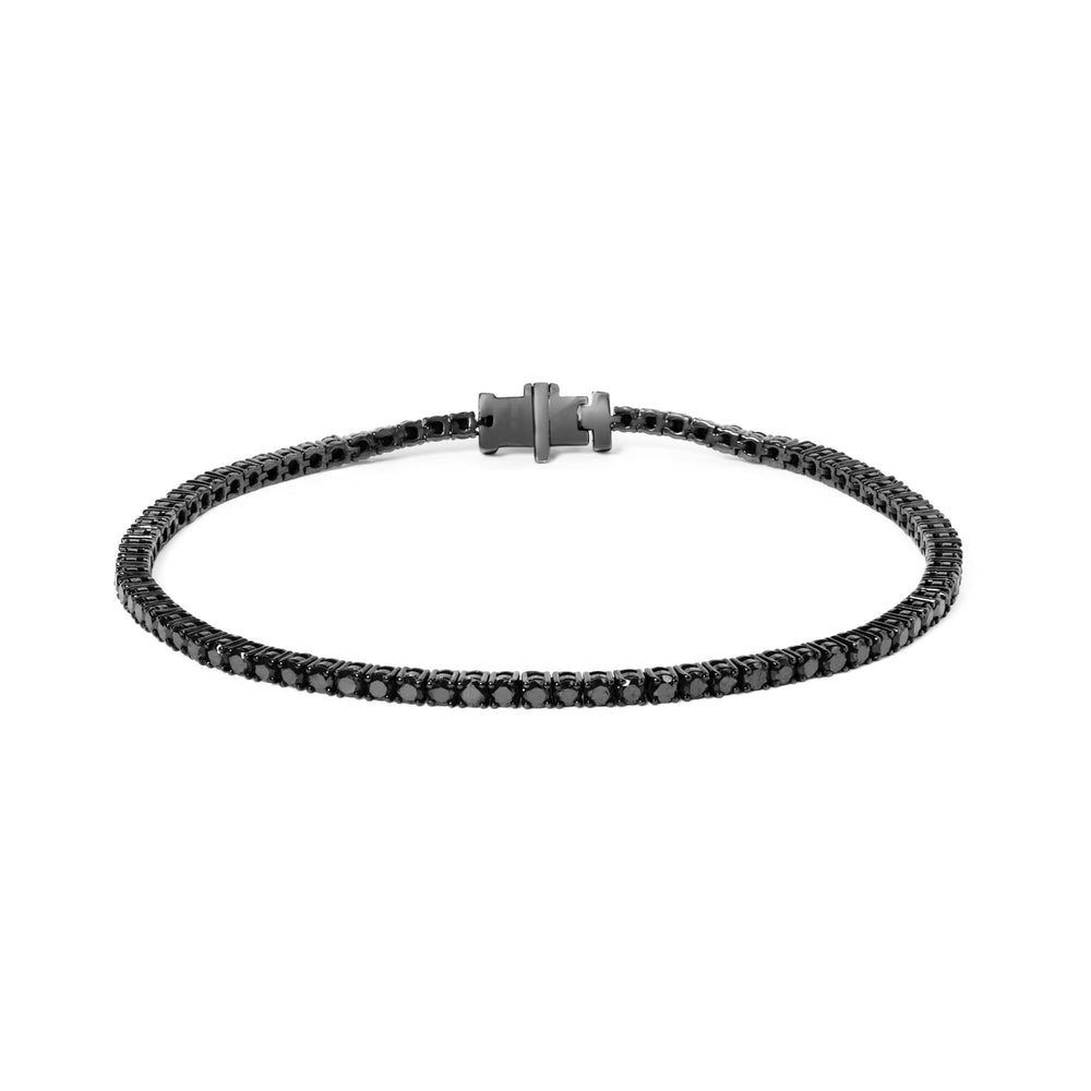 Black Rhodium Plated .925 Sterling Silver 5.00 Cttw Black Diamond Tennis Bracelet (Black Color, I2-I3 Clarity) - 8.5 Inches