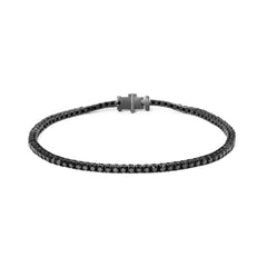 Black Rhodium Plated .925 Sterling Silver 5.00 Cttw Black Diamond Tennis Bracelet (Black Color, I2-I3 Clarity) - 8.5 Inches