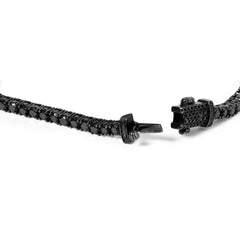 Black Rhodium Plated .925 Sterling Silver 5.00 Cttw Black Diamond Tennis Bracelet (Black Color, I2-I3 Clarity) - 8.5 Inches