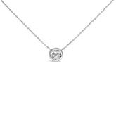 .925 Sterling Silver 7MM Bezel Set Created Gemstone Pendant Necklace - 18" Inches