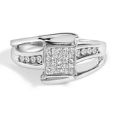 10K White Gold 1/3 Cttw Invisible Set Princess-cut Diamond Cluster Bypass Ring (H-I Color, SI1-SI2 Clarity)