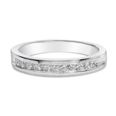 .925 Sterling Silver 1/2 Cttw Princess-Cut Diamond Channel-Set Half-Eternity Wedding or Anniversary Band Ring (H-I Color, I2 Clarity)