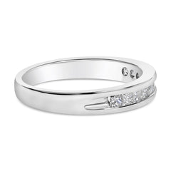 .925 Sterling Silver 1/2 Cttw Princess-Cut Diamond Channel-Set Half-Eternity Wedding or Anniversary Band Ring (H-I Color, I2 Clarity)