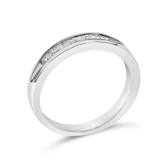 IGI Certified 1/2 Cttw Princess Cut Diamond 18K White Gold Channel Set Half Eternity Style Wedding Band Ring (H-I Color, SI2-I1 Clarity)