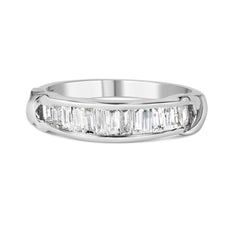 .925 Sterling Silver 1/2 Cttw Baguette Cut Diamond Channel Set X-Station Wedding Ring (H-I Color, I1-I2 Clarity)