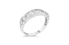 .925 Sterling Silver 1/2 Cttw Baguette Cut Diamond Channel Set X-Station Wedding Ring (H-I Color, I1-I2 Clarity)