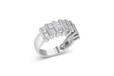 .925 Sterling Silver 1.0 Cttw Baguette Cut Diamond Vertical Channel Fluted Multi-Row Unisex Fashion Wedding Ring (H-I Color, I1-I2 Clarity)