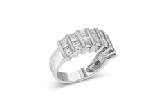 .925 Sterling Silver 1.0 Cttw Baguette Cut Diamond Vertical Channel Fluted Multi-Row Unisex Fashion Wedding Ring (H-I Color, I1-I2 Clarity)