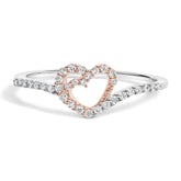 10K Two Toned Gold Diamond Heart Cocktail Ring (1/5 Cttw, H-I Color, I1-I2 Clarity)