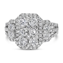 14K White Gold 2 1/4 Cttw Diamond Cocktail Cluster Ring (G-H Color, SI2-I1 Clarity)