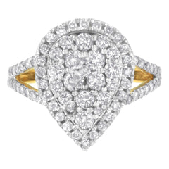 2 Micron Yellow Plated Sterling Silver Diamond Cluster Ring (1 1/2 cttw, J-K Color, I1-I2 Clarity)