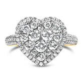 14K Yellow Gold 1 1/2 Cttw Diamond Heart Shaped Composite Ring (H-I Color, SI2-I1 Clarity) - Ring Size 7
