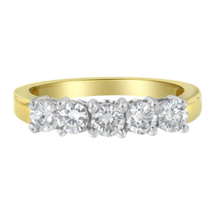 14KT Two Toned Gold 5 Stone Diamond Ring (1 cttw, H-I Color, SI1-SI2 Clarity)
