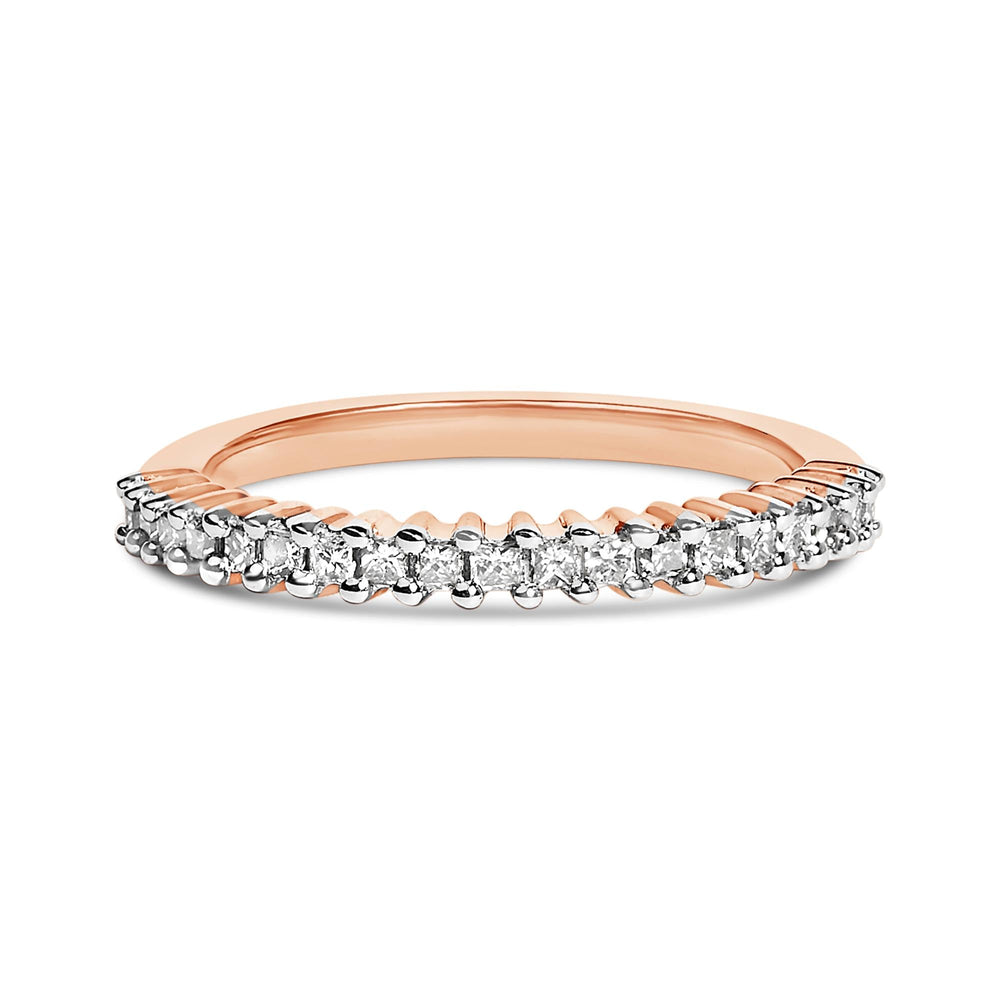10K Rose Gold Plated Sterling Silver 1/3 Cttw Diamond Band Ring