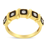 10K Yellow Gold Flashed .925 Sterling Silver Miracle-Set Diamond 5-Stone Ring Band (1/4 Cttw, J-K Color, I2-I3 Clarity)