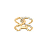 18K Yellow Gold Plated .925 Sterling Silver Pave Set 1/4 Cttw Diamond Open Crossover Band Ring (H-I Color, I1-I2 Clarity)