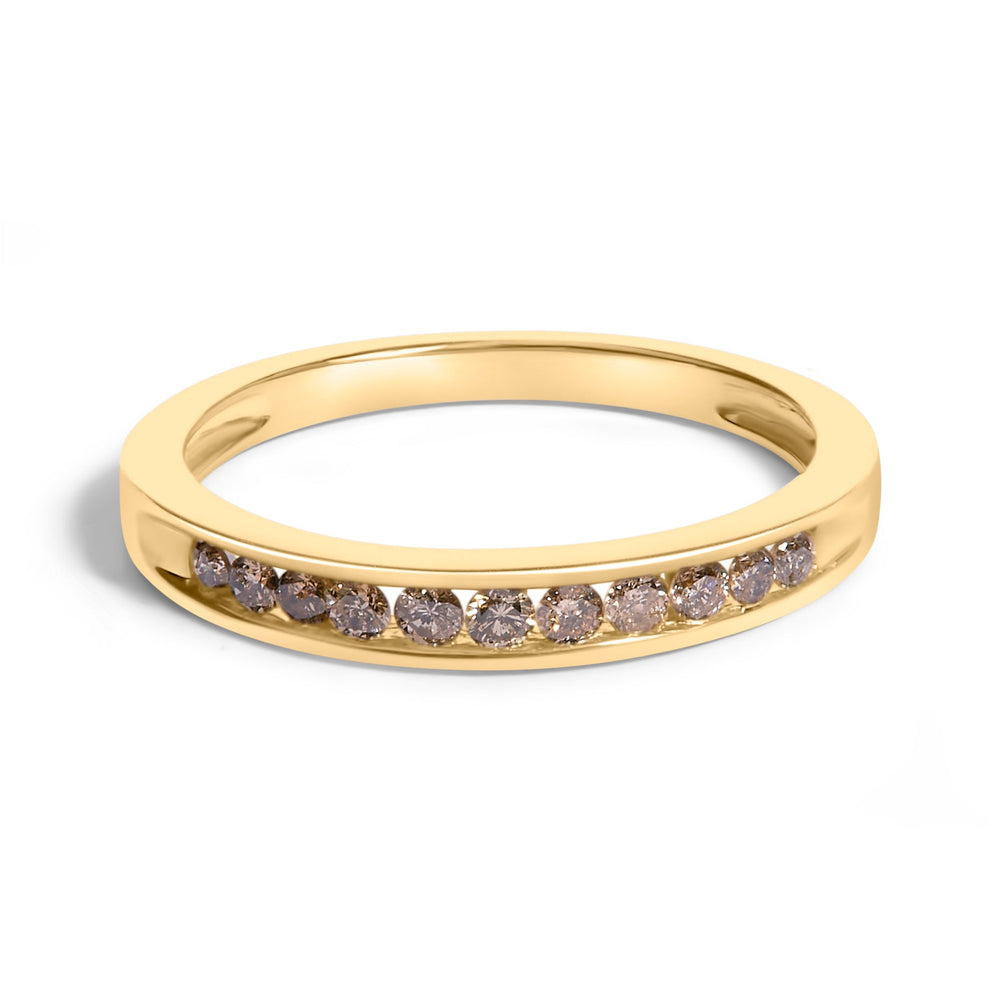 IGI Certified 1/4 Cttw Diamond 10K Yellow Gold Channel Set Band Style Ring (J-K Color, I2-I3 Clarity)
