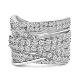.925 Sterling Silver 2.00 Cttw Round-Cut Diamond Overlapping Bypass Band Ring (I-J Color, I2-I3 Clarity)