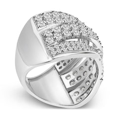 .925 Sterling Silver 2.00 Cttw Round-Cut Diamond Overlapping Bypass Band Ring (I-J Color, I2-I3 Clarity)