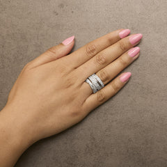 .925 Sterling Silver 2.00 Cttw Round-Cut Diamond Overlapping Bypass Band Ring (I-J Color, I2-I3 Clarity)