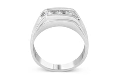 Men's .925 Sterling Silver 1/3 Cttw Diamond Channel Set 3 Stone Ring Band (I-J Color, I3 Clarity)