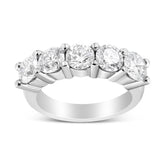 14K White Gold 3.0 Cttw Lab Grown Diamond Shared Prong Set 5 Stone Anniversary Band Ring (F-G Color, VS2-SI1 Clarity)